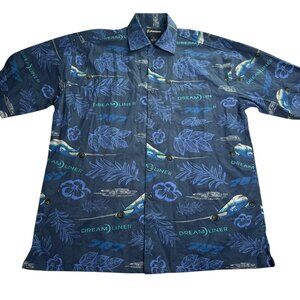 BOEING Dreamliner Hawaiian Shirt, Dark Blue.  Size Men's Medium.  100% Cotton. M
